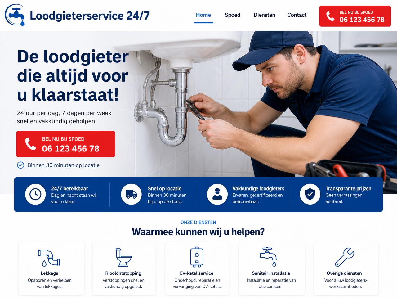 Website voorbeeld voor Loodgieter