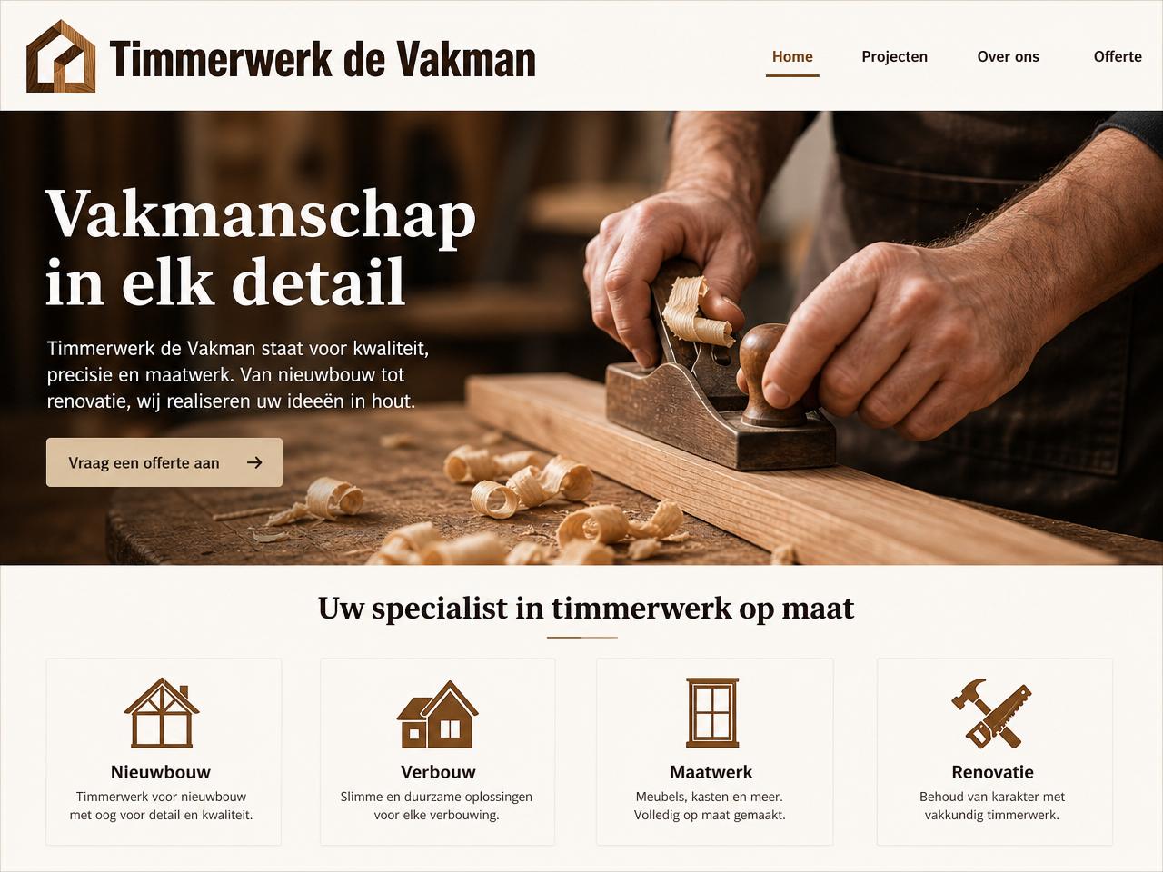 Website voorbeeld voor Timmerbedrijf