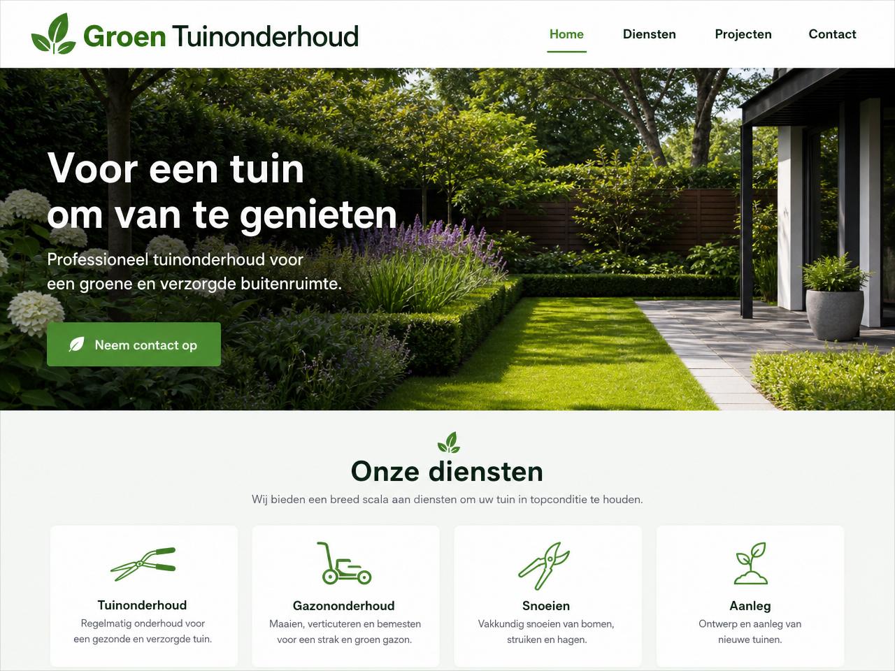 Website voorbeeld voor Tuinman